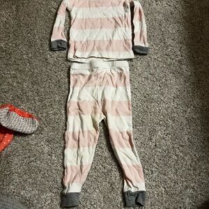Burt's Bees Baby Pink and White Striped Pajama Set